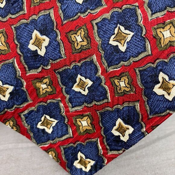 Robert Talbott Tie Men's 58x4 Red Geometric Floral Best of Class Silk Italy USA - Picture 2 of 7